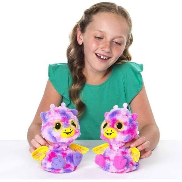 2 Hatchimal Giraven Hatching Egg Twin Interactive Dragon Pink Purple WORKS - Picture 1 of 7
